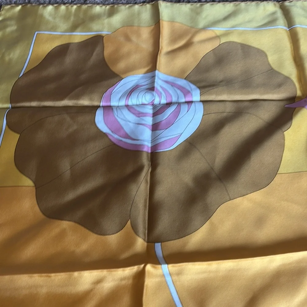 Vintage Christian Dior hand rolled silk floral print scarf